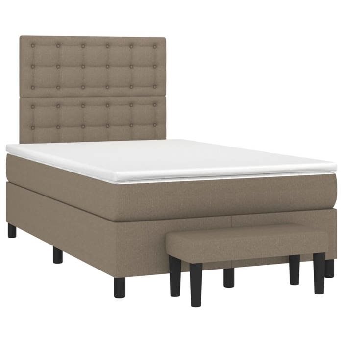 Maison Exclusive - Bed Slat Base with Taupe Mattress 120x200 Cm Fabric