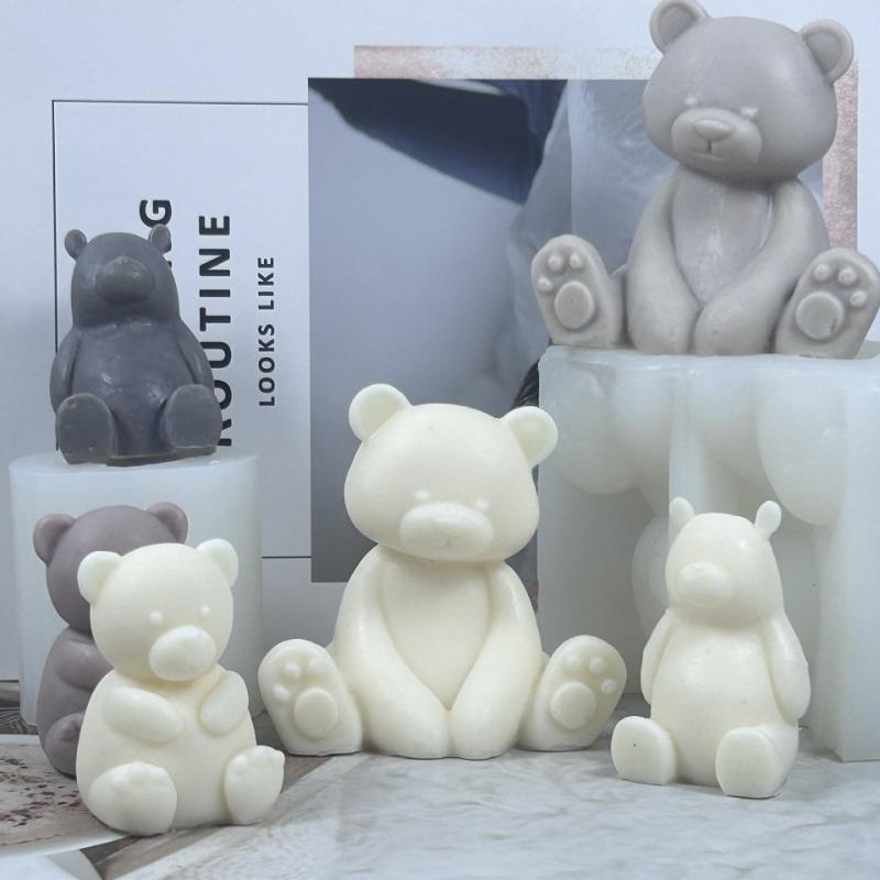 3D Large Size Bear Candle Silicone Mold Sitting Bear Craft Plaster Resin Handmade Candle Making Kit Home Party Decoration Gift