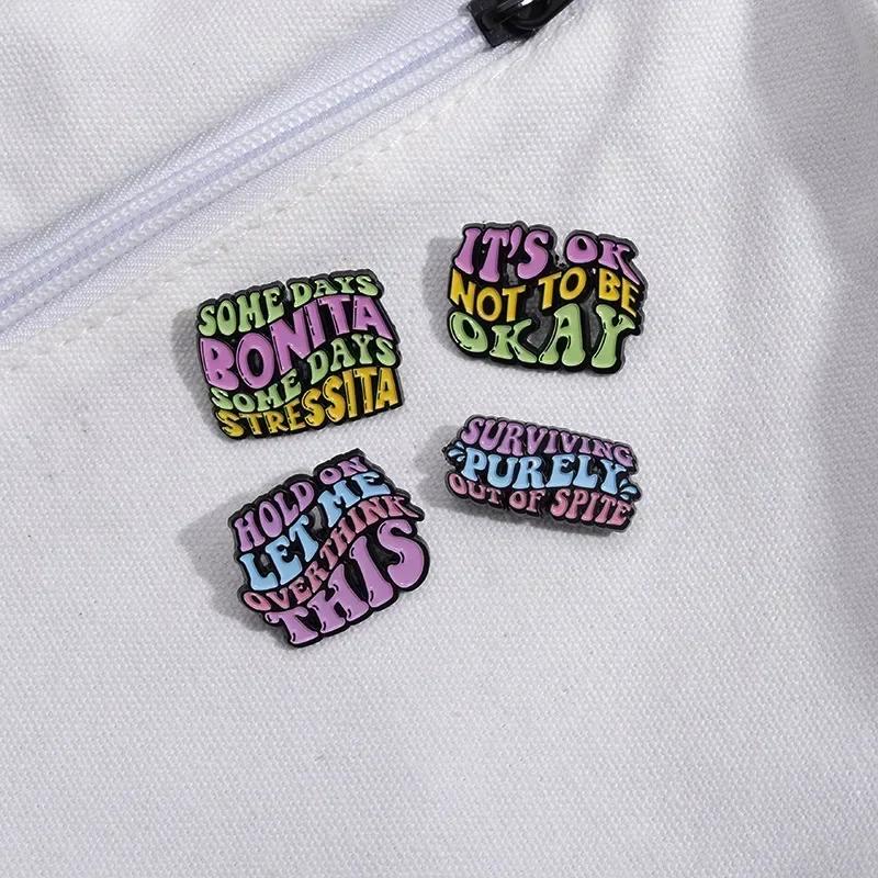 

4pcs Fashion Colourful English Sentence Brooch New Letter Phrase Badge Clothes Bag Accessories Party Gift Decoration Jewelry
