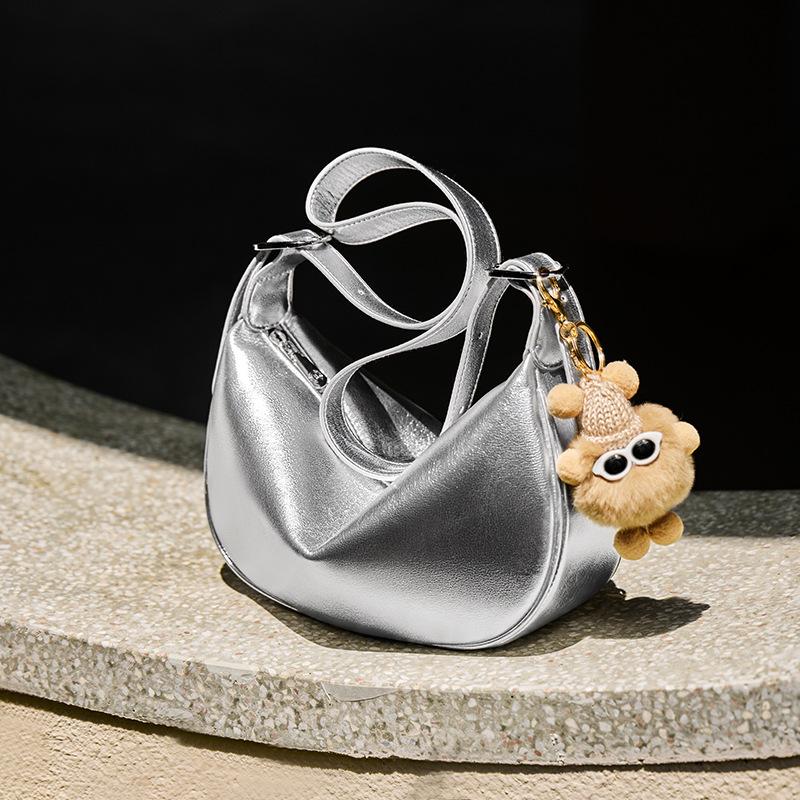 Mrs. Qiao Silver Bag 2025 New Dumpling Bag Women's Crossbody Bag Genuine Leather Women's Bag