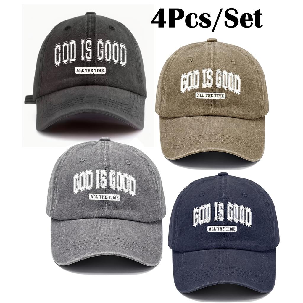 Men and Women“God Is Always Kind”hat Set 4Top-mounted Humorous Adjustable Baseball Cap with Christian Faith Decoration, Lightweight Dad Hat
