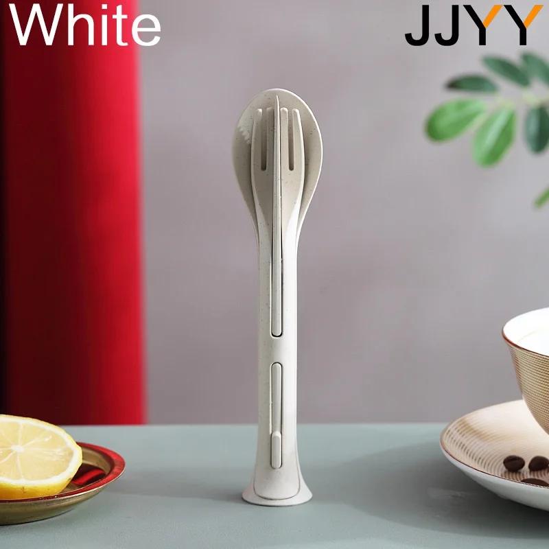 3-teiliges tragbares Geschirrset Weizenstroh Geschirr Abnehmbares Besteck Reise Geschirr Picknick Geschirrset Camping Besteckset