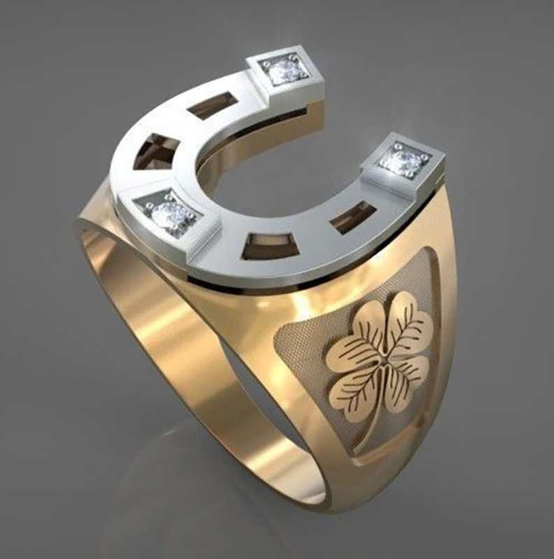 Jewelry Gold Two-Color U-Shaped Micro-Inlaid Zircon Petals Design Ring Jewelry Creative Ring Jewelry