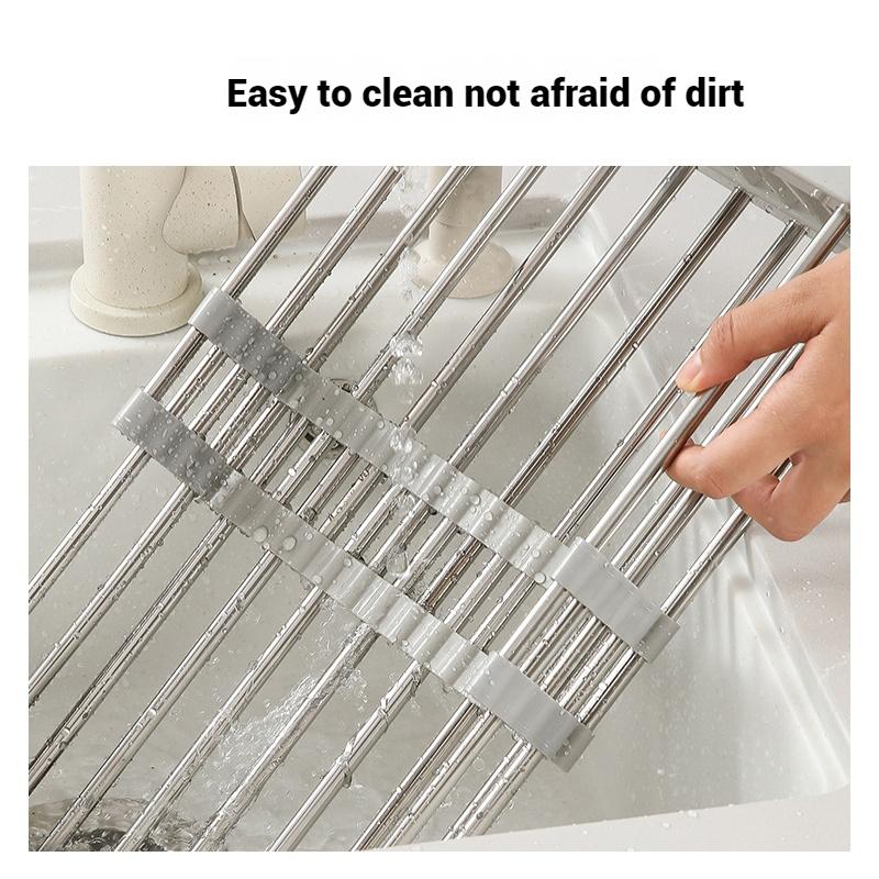 Abtropfgestell für die Küchenspüle, ausziehbarer Abtropfständer aus Edelstahl, Abtropfkorb für Obst und Gemüse, Abtropfgestell, Lagerregal