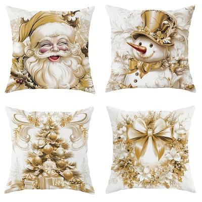 Christmas Decoration Pillowcase New Year Gift Santa Claus Garland Snowman Pattern Home Room Decoration Sofa Cushion Cover
