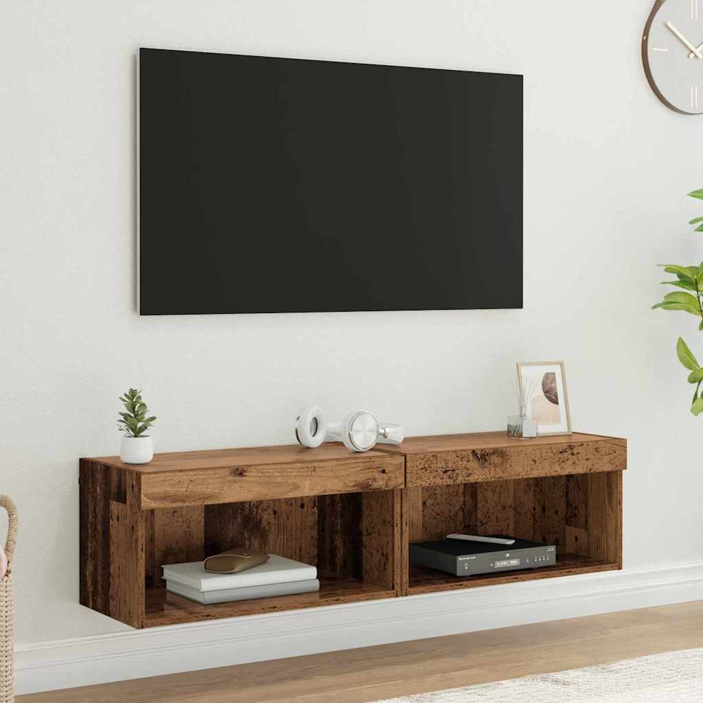 TV Cabinet Set 2 pcs Reclaimed Wood Look 60 x 30 x 30 cm Engineered Wood