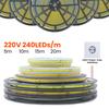 AC 220V COB Strip 240Leds/M 5M 10M 20M 50M/Roll Red/Green/I Blue/Pink/White/Purple Flexible Ribbon LED Light For Home Decor