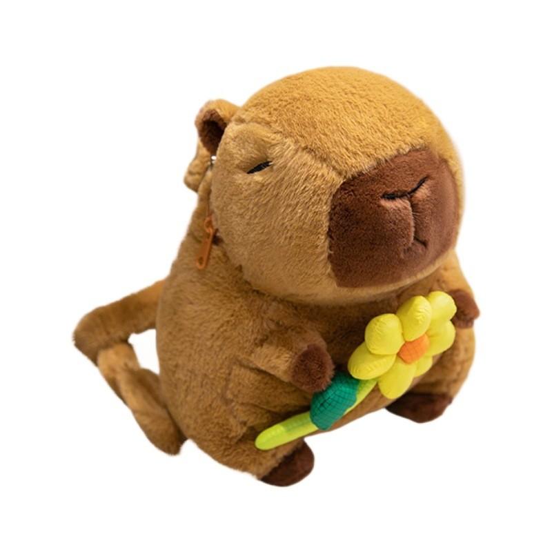 Plush Child Capybara Backpack With Adjustable Straps Leisure Outdoor Bag Storage