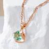Simple Romantic Green Natural Zircon Bridal Pendant Necklace Luxury  Rose Gold Color Daily Fine Jewelry Women Gift