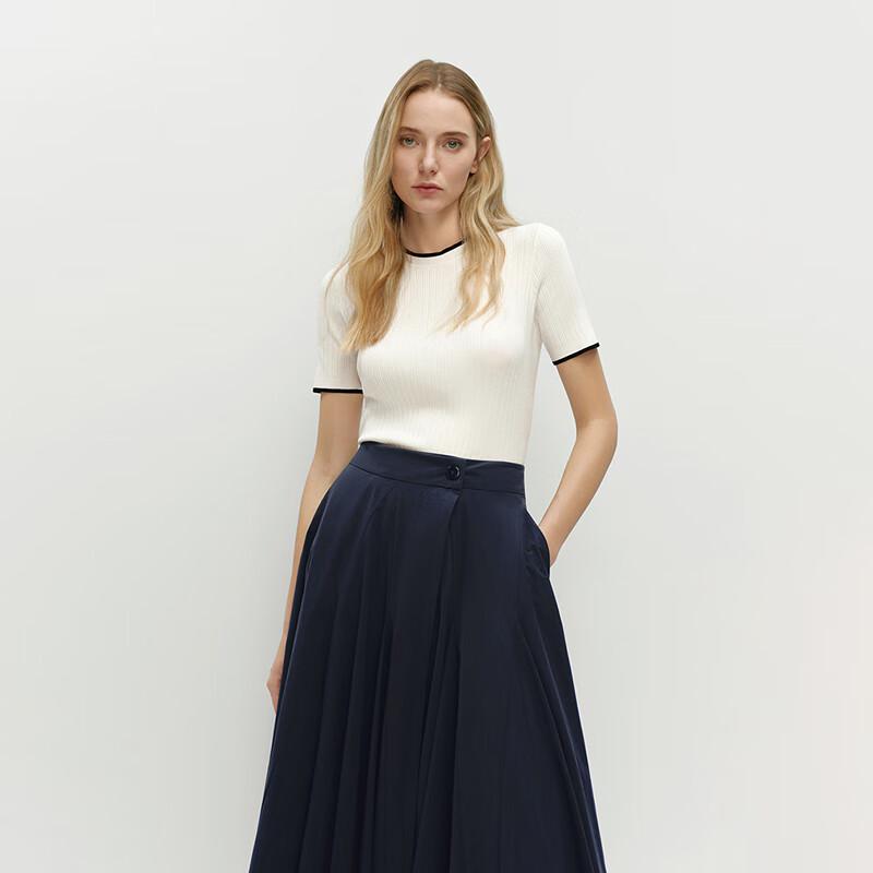 OVVOVV Women s Silk-Cotton Blend Short Sleeve Knit Top 155/80Y(XS)