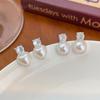 Simple And Round Pearl Pendant Stud Earrings Girl's Or Women‘s Elegant Accessories For Daily Wear Earrings