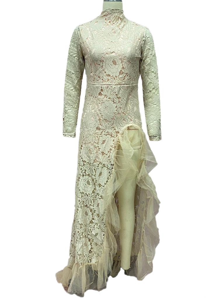 2025 Elegantní evropské a americké dámské síťované večerní šaty s rybí sukní