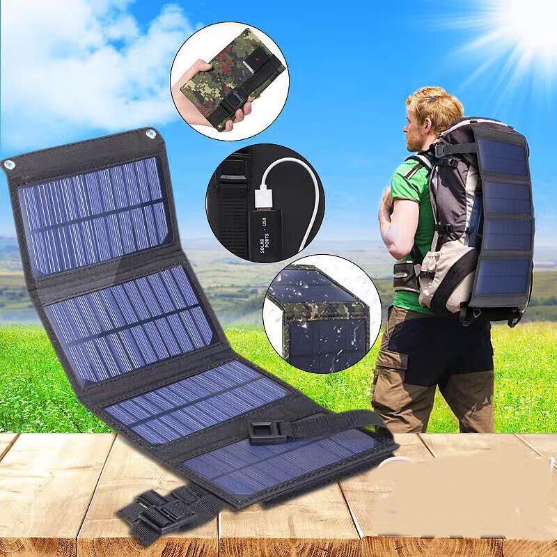 20W Foldable Solar Charger with 5V USB for Outdoor Portable Phone Charging