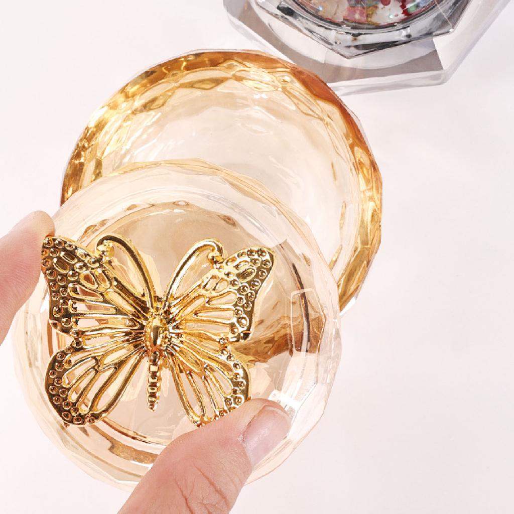 Nail Art Cup Large Capacity Multifunctional Dappen Dish Cup Transparent Glass Nail Art Dappen Dish with Alloy Lid for Liquid Jewelry Display