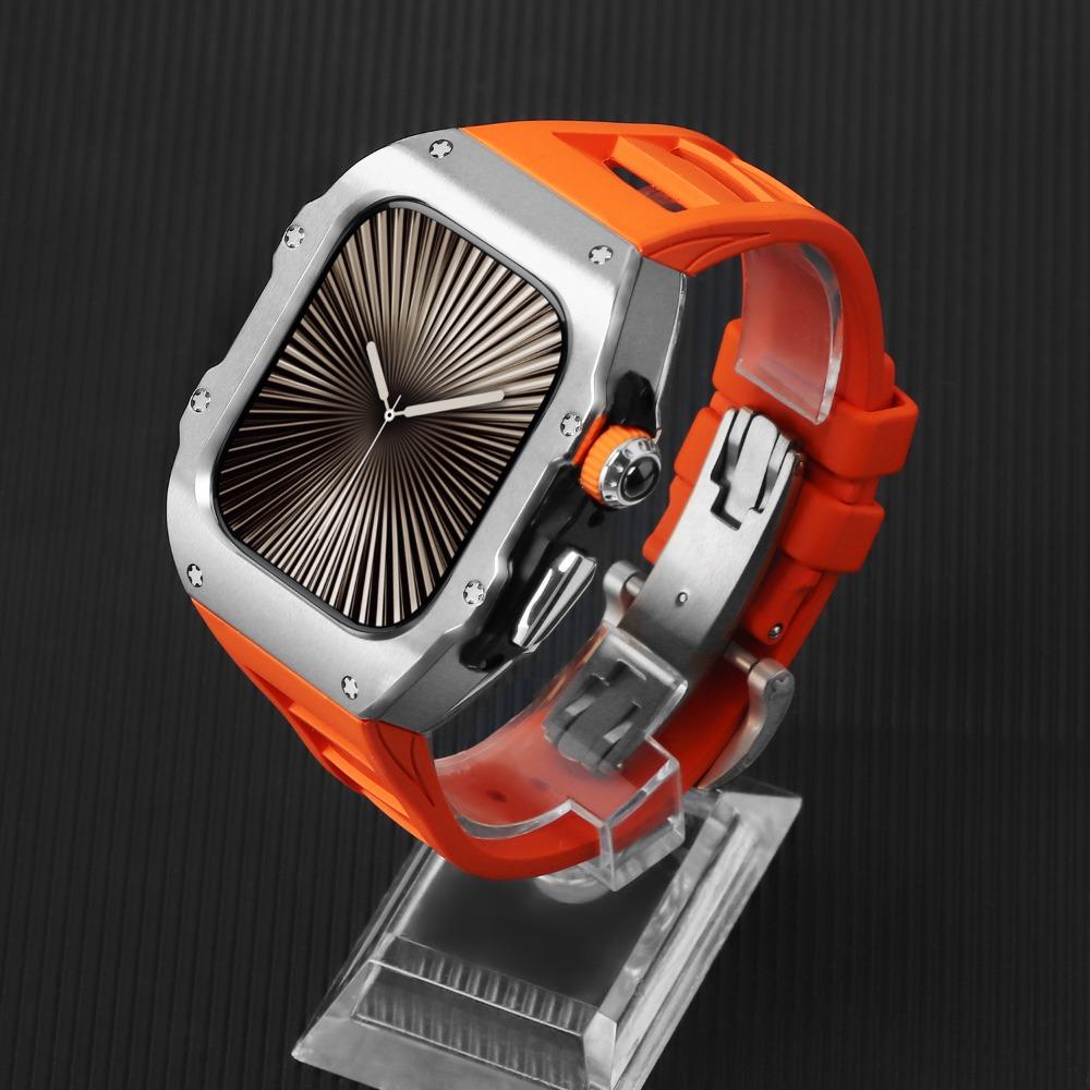 

Набір ремінців з нержавіючої сталі+фторкаучуку для Apple Watch Ultra 3 2 1 49 мм Розкішний комплект для модифікації для iwatch Серії 11 10 46 мм 42 мм Ultra 3 2 1 49mm