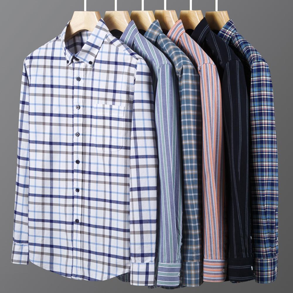 Men's Long Sleeve Washed Oxford Button-Down Shirt with Pocket, 100% Cotton Soft Comfortable Casual Fashion Spring Fall Menwear