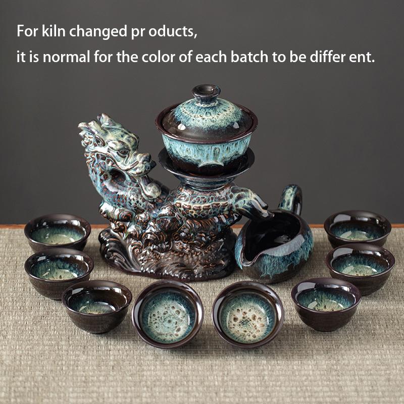 1 set, creative lazy tea set, semi-automatic dragon teapot, magnetic rotating water-conducting tea set, Chinese Kung Fu tea set