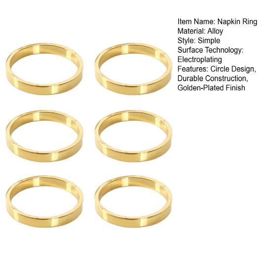 6/12Pcs Golden Napkin Rings Metal Circle Design Napkin Holders Buckles Family Dinner Wedding Party Table Decoration
