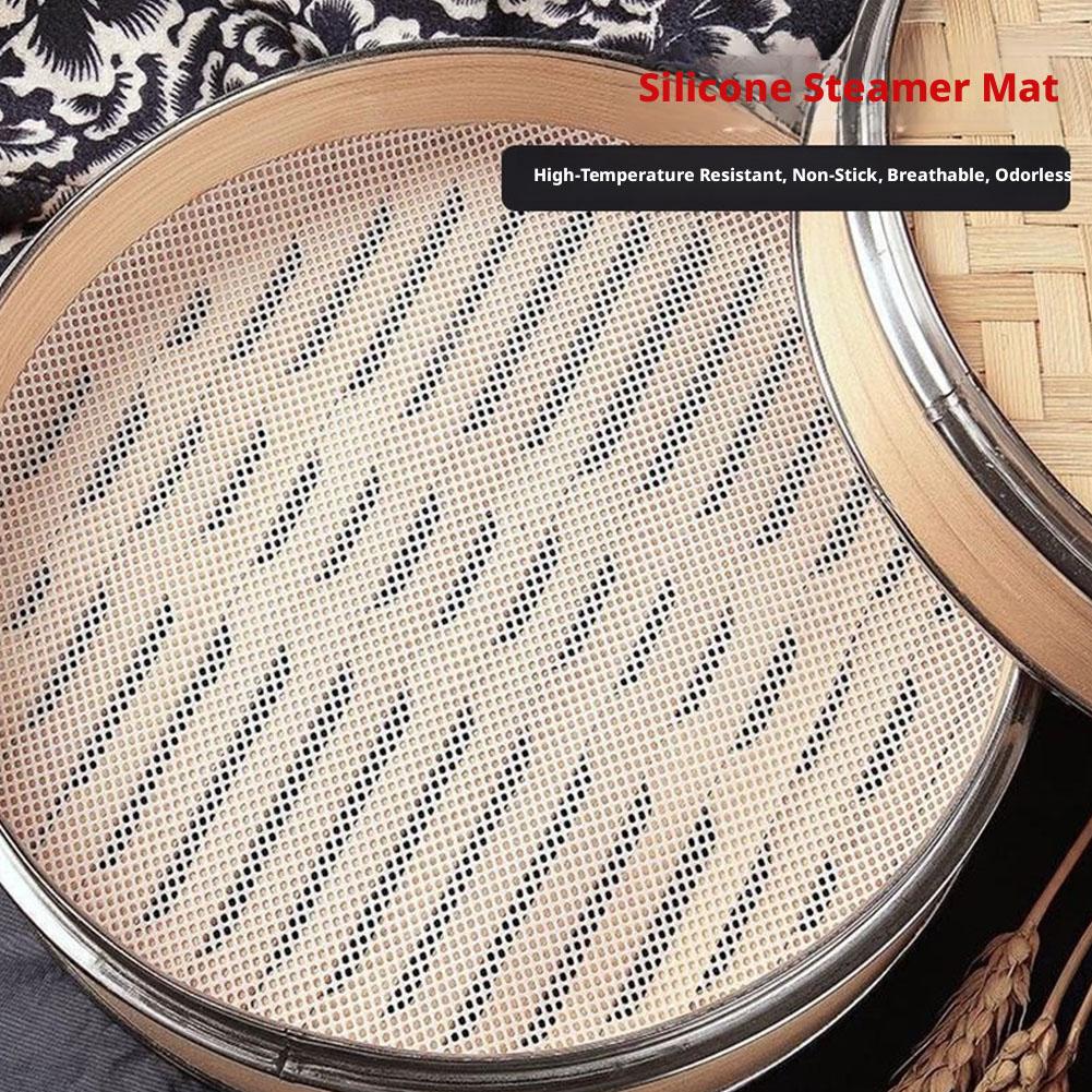 20Pcs 12 Inch Round Silicone Steamer Liners Non-Stick Mesh Mat Reusable Steamer Pad For Bamboo Steamer Dim Sum Dumplings Bu U6B3
