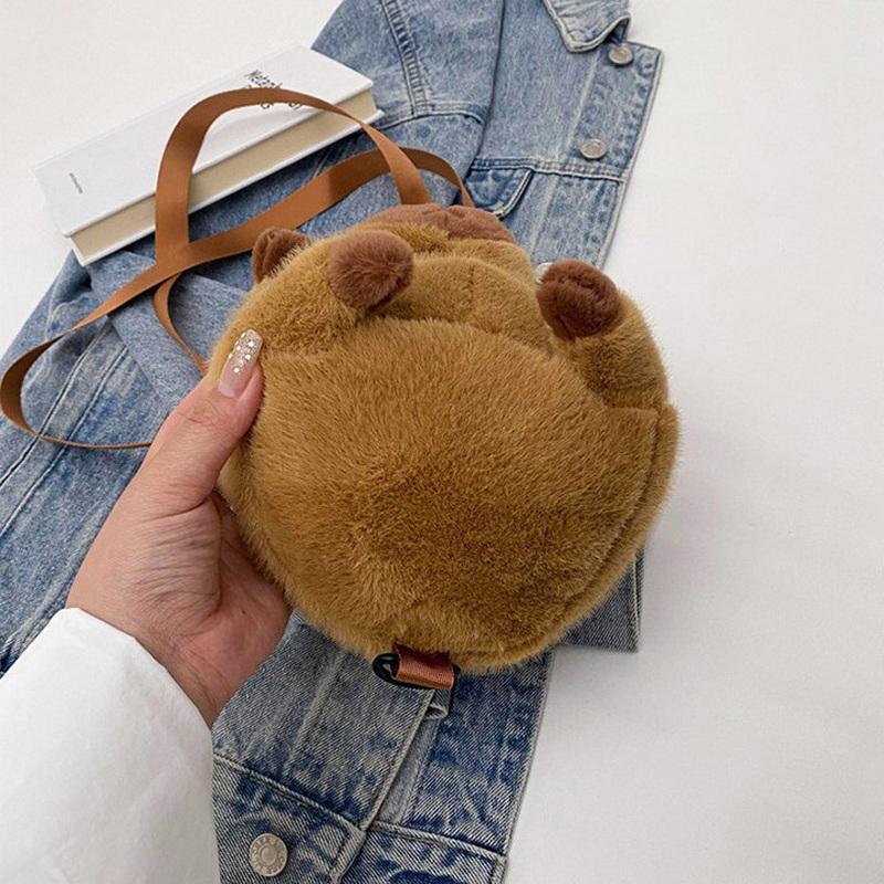 Cute  Capybara Plush Backpack Large Capacity Capybara Crossbody Bag Handbag Soft Capybara School Bag For Girls Birthday Gifts
