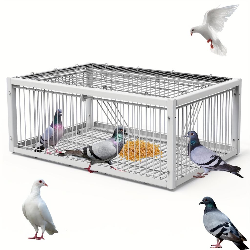 Heavy-Duty Automatic Cage Trap for Pigeons, Two-Door Entry, Anti-Escape Design – Ideal for Gardens, Outdoor Hunting.