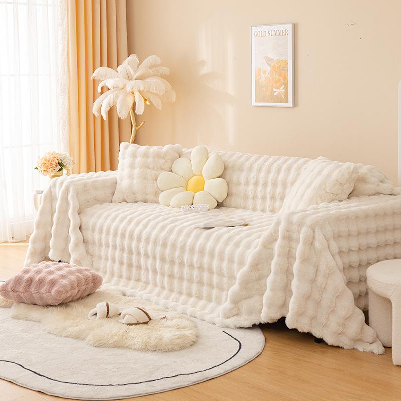 Überwurfstoff Creme Stil Flanell Sofa Handtuch Sofa Kissen Winter Verdicktes Kissen Rutschfester Sofaüberwurf Sofaüberwurf Handtuch