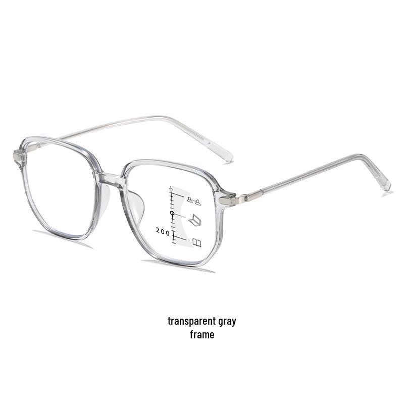 Stylish, large-frame multi-focus reading glasses with HD clarity, anti-blue light protection, and a youthful look for distance and near vision.