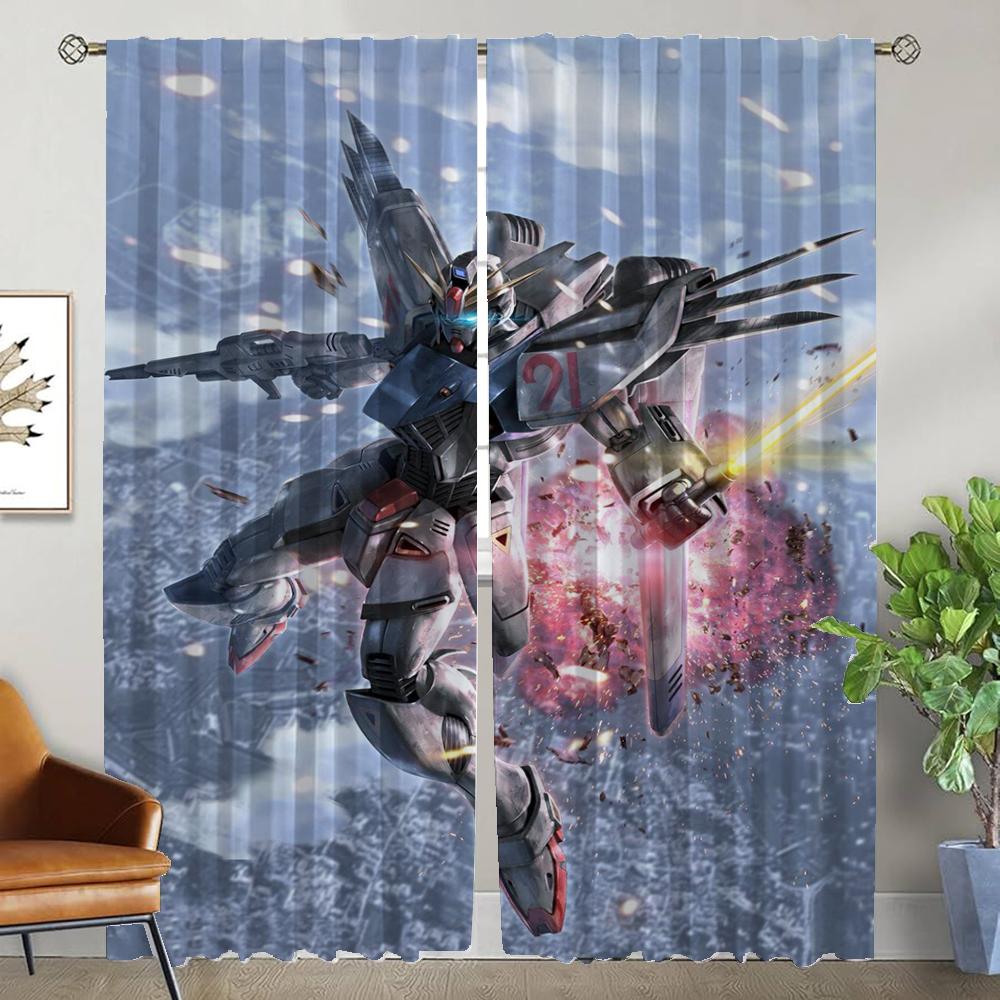 Gundams Home Interior Curtains 2 Pieces Elegant Room Curtains for Camera Living Room Curtain Partition Tulle for Bedroom Shades
