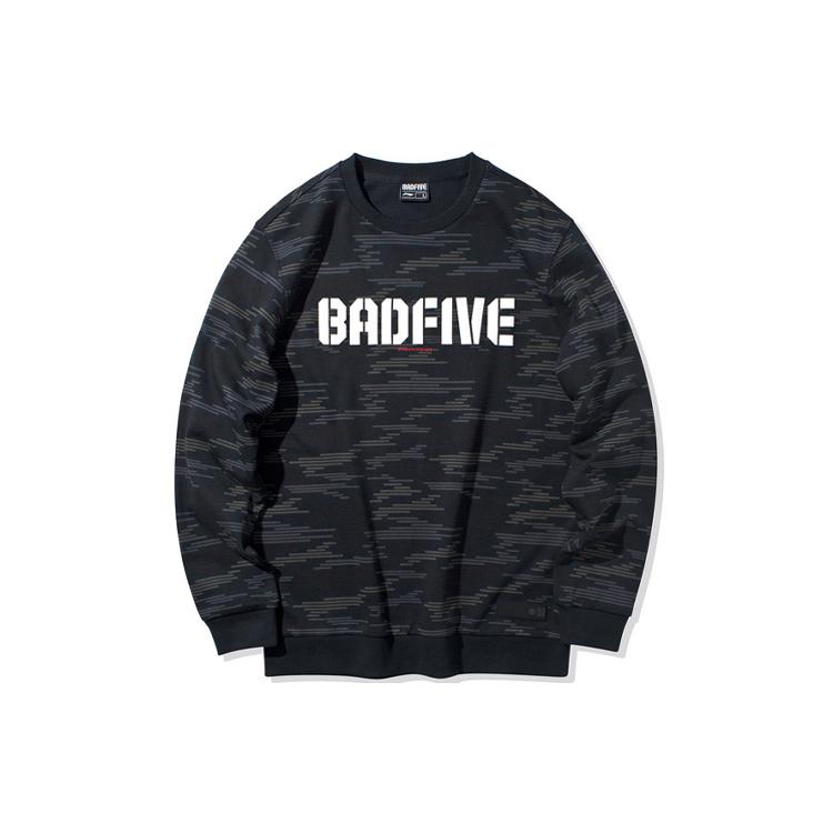 Li Ning BADFIVE Sweatshirts Men s Black Crew Neck Moderate Regular AWDQ155-3 S