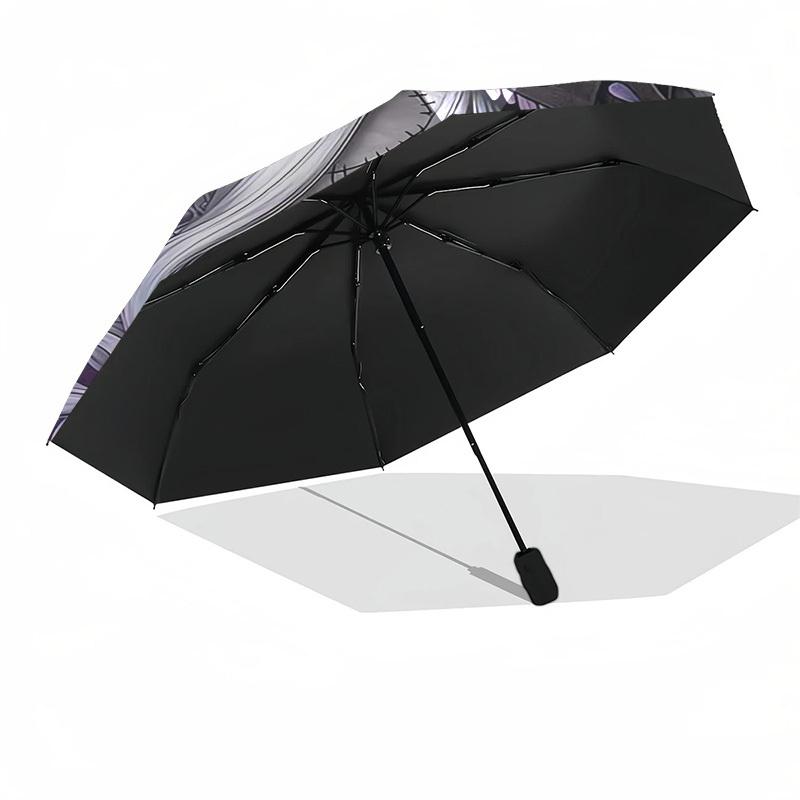 Gothic Doll, Teddy Bear Themed Automatic Opening and Closing Umbrella, Compact Travel Umbrella, Lightweight and Portable, Suitable for Beach