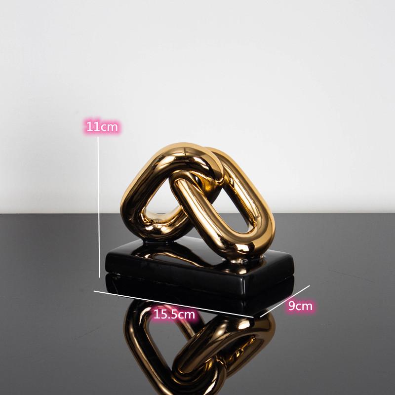 Современные гальванизированные керамические золотые кольцевые скульптуры, полые цепные геометрические скульптурные поделки, аксессуары для домашнего декора