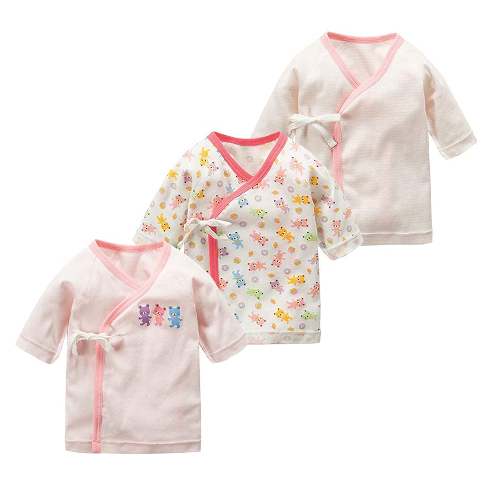 Litchii Guusii Newborn Baby Combi Short Cotton Baby Long Sleeve Underwear Cute Pink Underwear, 6-Piece Set, Undershirts, Undershirts, 100% Clothes,