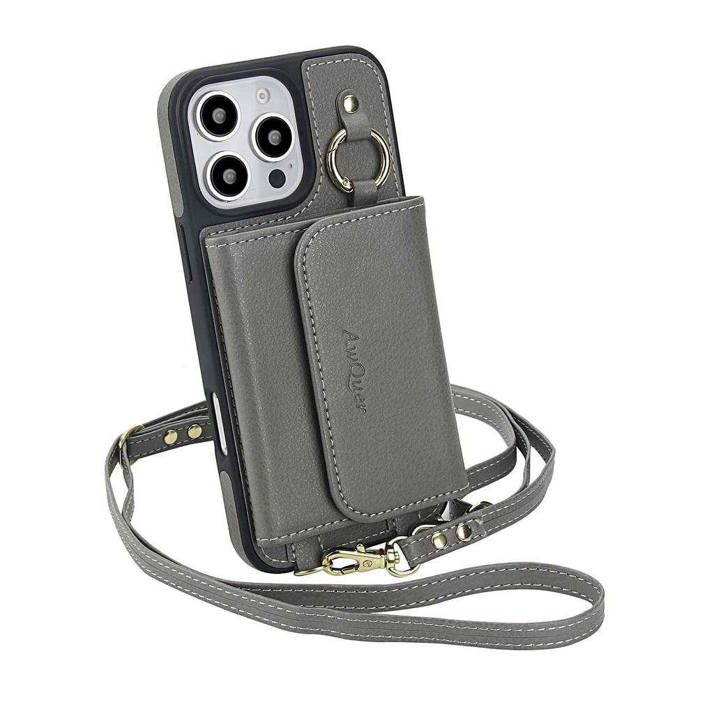 Designed for iPhone 16e/16/15/14/13/12 Pro Max Wallet Case Detachable Wallet Case with Crossbody Strap [Compatible with MagSafe]