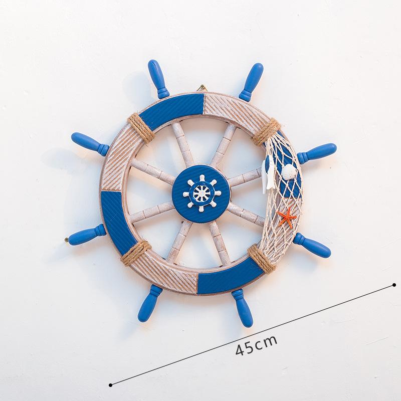 Mediterranes Holzschiffsraddekor 45cm Nautisches Ruder Handgefertigt Handwerklich Langlebiges Hängendes Ornament für die Wohnzimmerwand