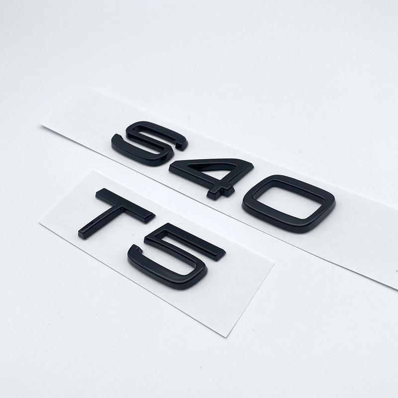 Akpsw6 3D Metal ABS Chrome Black Letters Logo Emblem For S40 T5 Series Rear Trunk Nameplate Badge Sticker Car Accessories