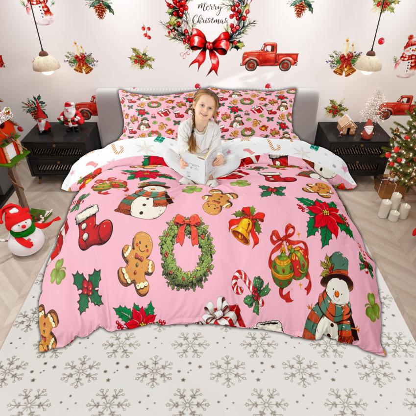 Homewish Xmas Nutcracker Duvet Cover Set For Kids Girls Cute Princess Bedding Set Cartoon Christmas Tree Quilt Cover Set