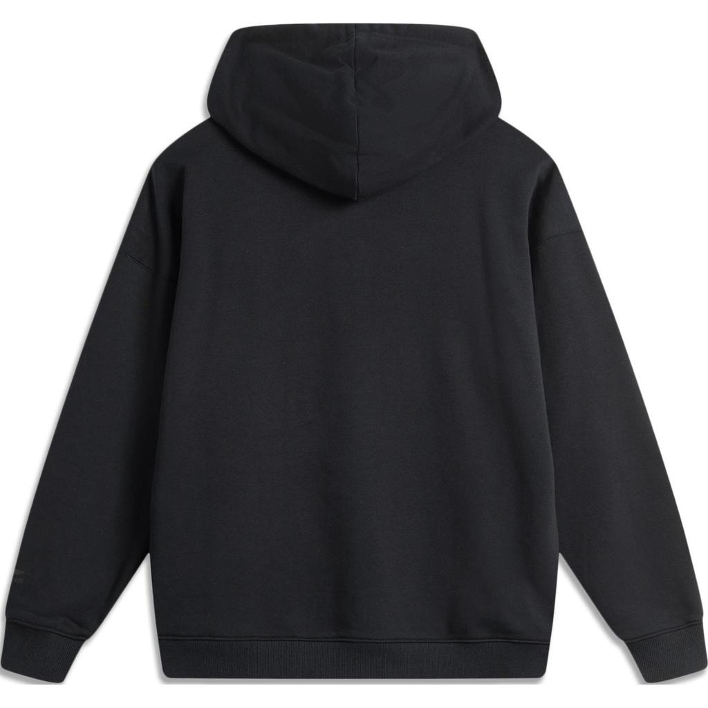 Li Ning Sports Lifestyle Serie High Street American Vintage Buchstaben Lockerer Hoodie Pullover Langarm Fleece Sweatshirt Herren Sweatshirt Schwarz AWDU673-3