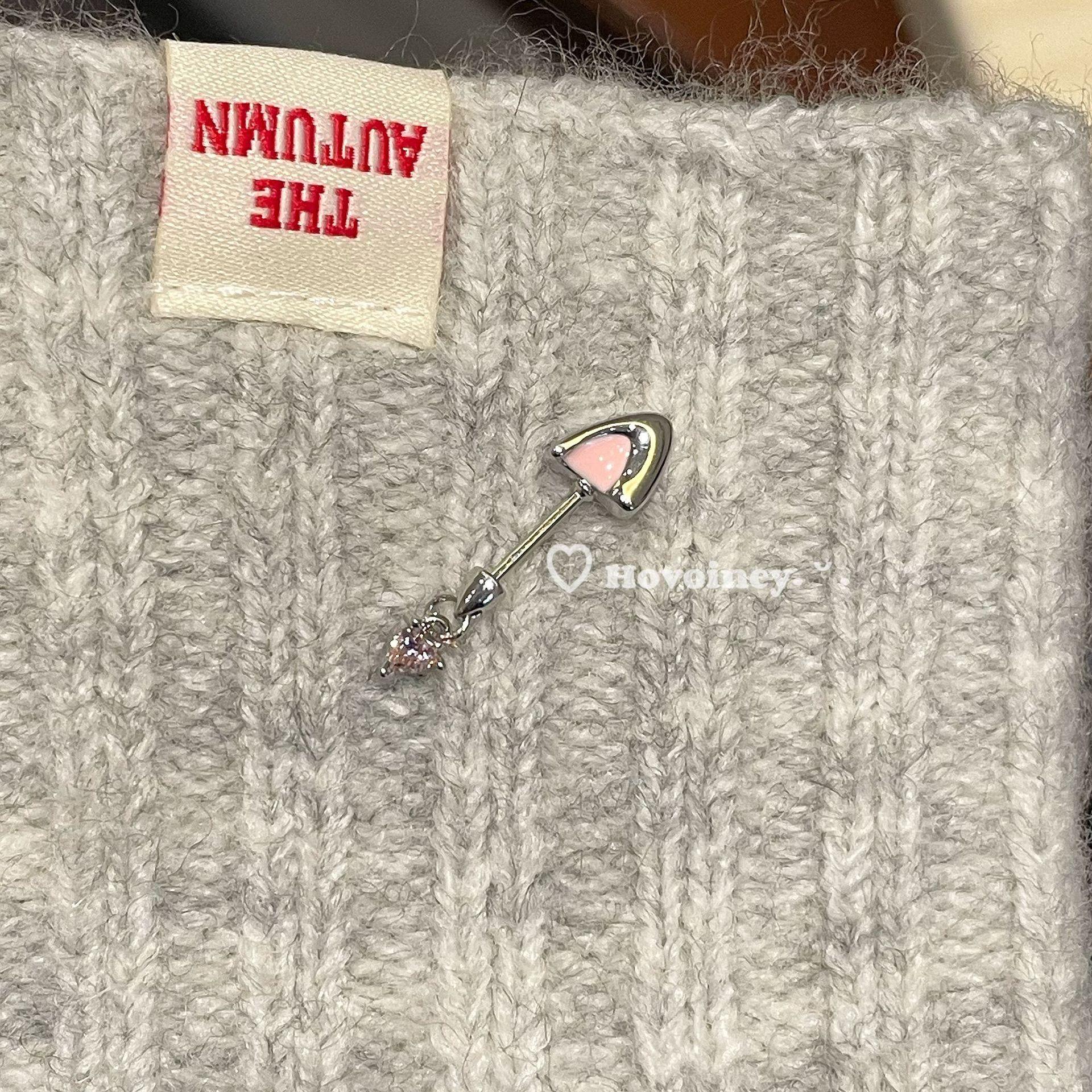 Korean cute sweet cool cat ears earbone nails asymmetrical niche personality sweet earrings woman