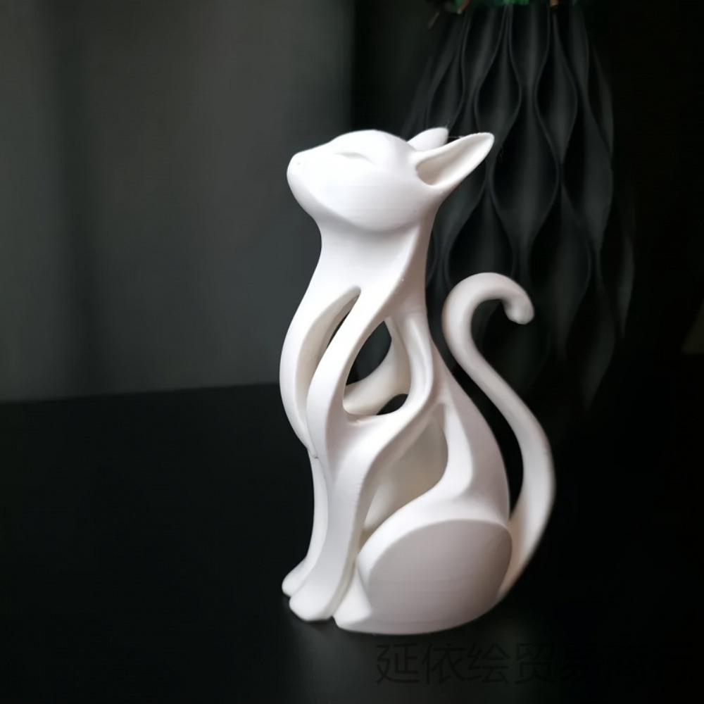 Уникальная абстрактная скульптура кошки 3D-печатная абстрактная фигурка кошки Настольный декор