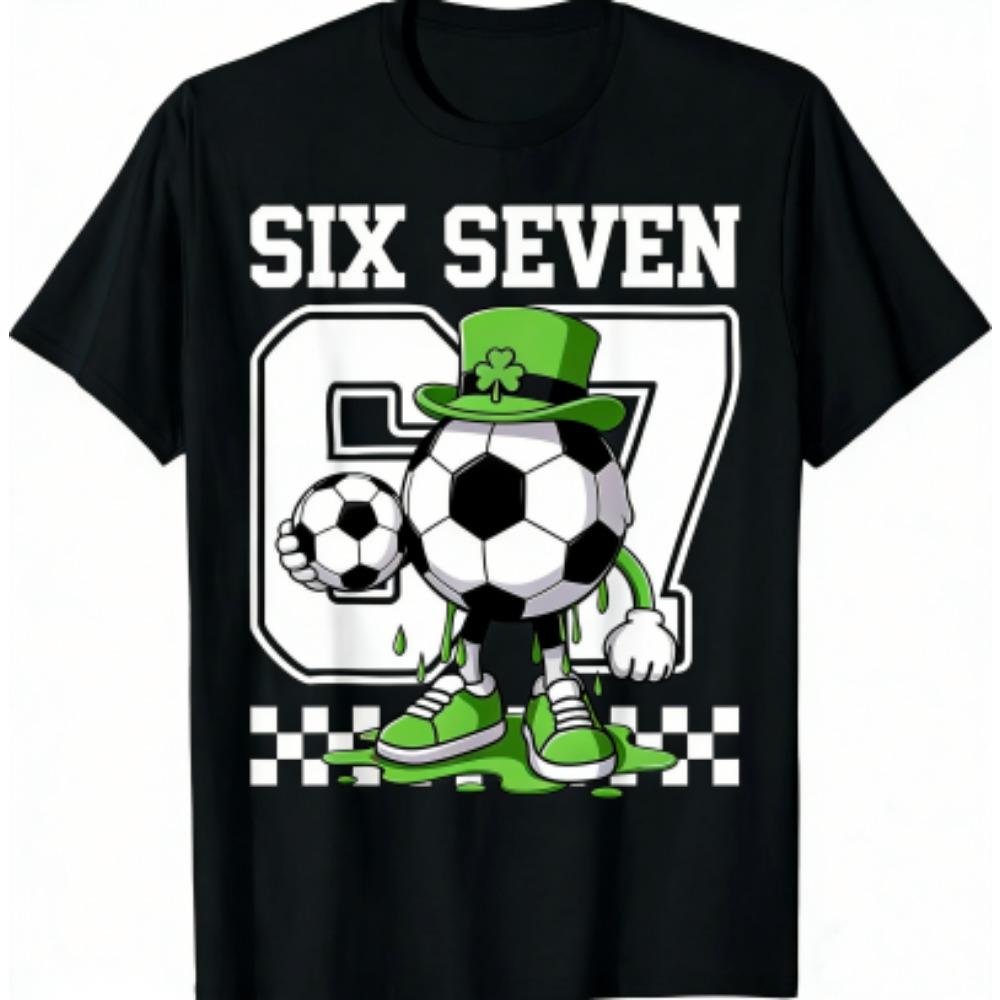 Fashion Men's T-Shirt 67 Six Seven Football Print Men's and Women's Tees Top Summer Short Sleeve O Neck Casual Outdoor Men's Clothing