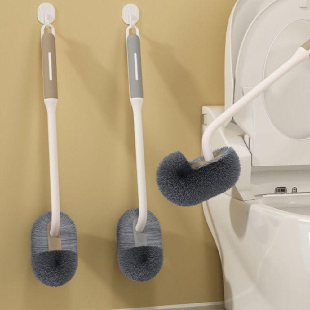 Double-sided Long Handle Toilet Brush Wall Hanging Elbow Bathroom Cleaning Brush Cleaning Tools Floor Gap Cleaner Household