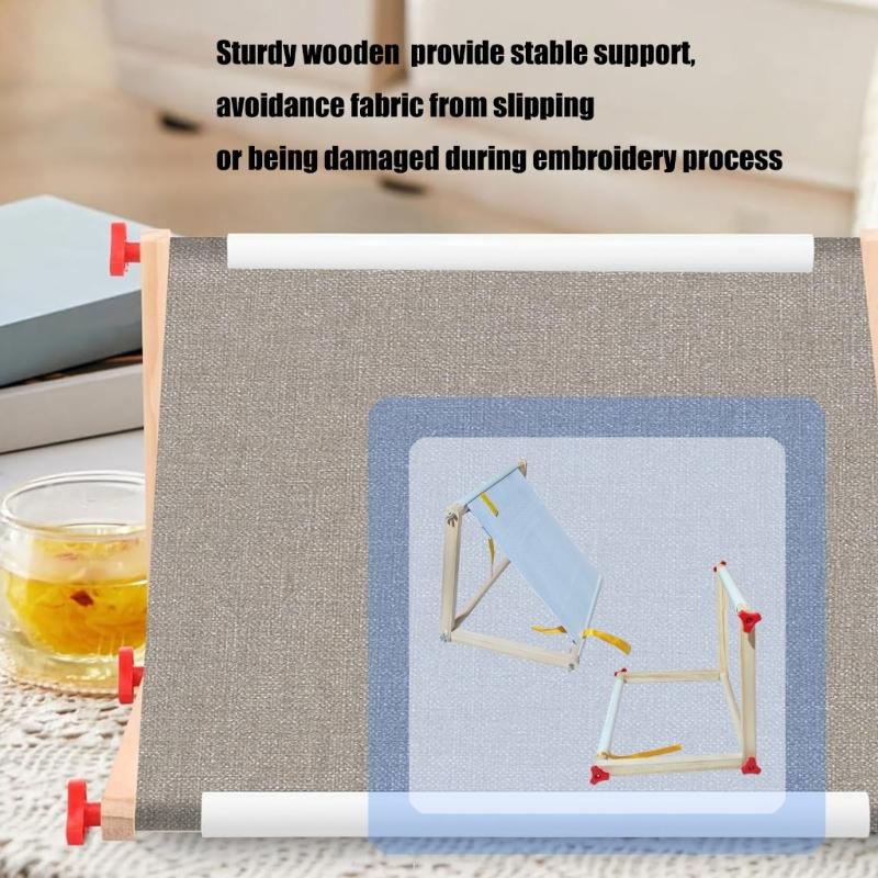 Adjustable Crosses Stitching Stand For Sofa Table Portable Embroidery Frame With Wood Base