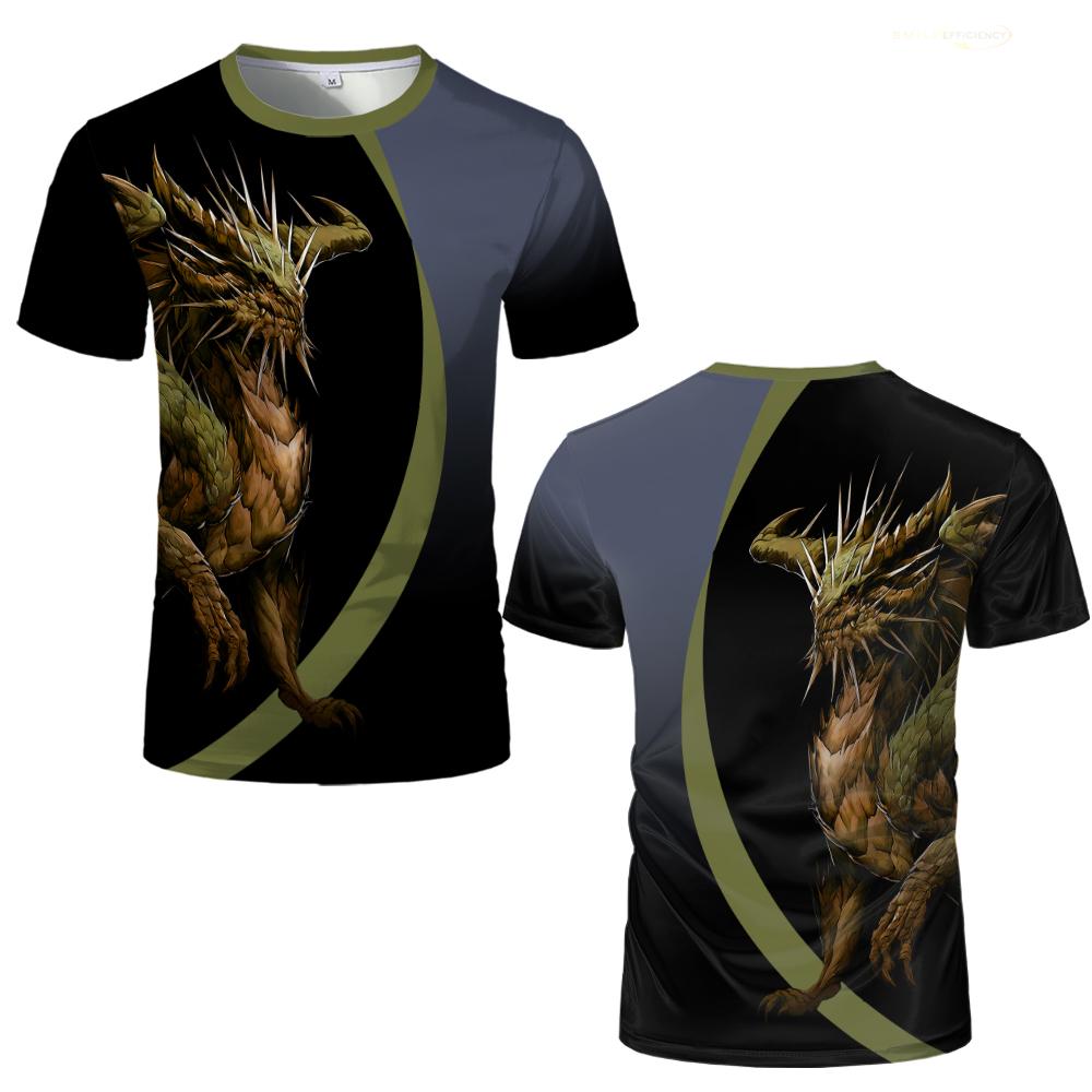3D Style Dragon Print Graphic Men's T-shirt Summer Casual Breathable Short-sleeve Tees Trend Streetwear Unisex Tshirt