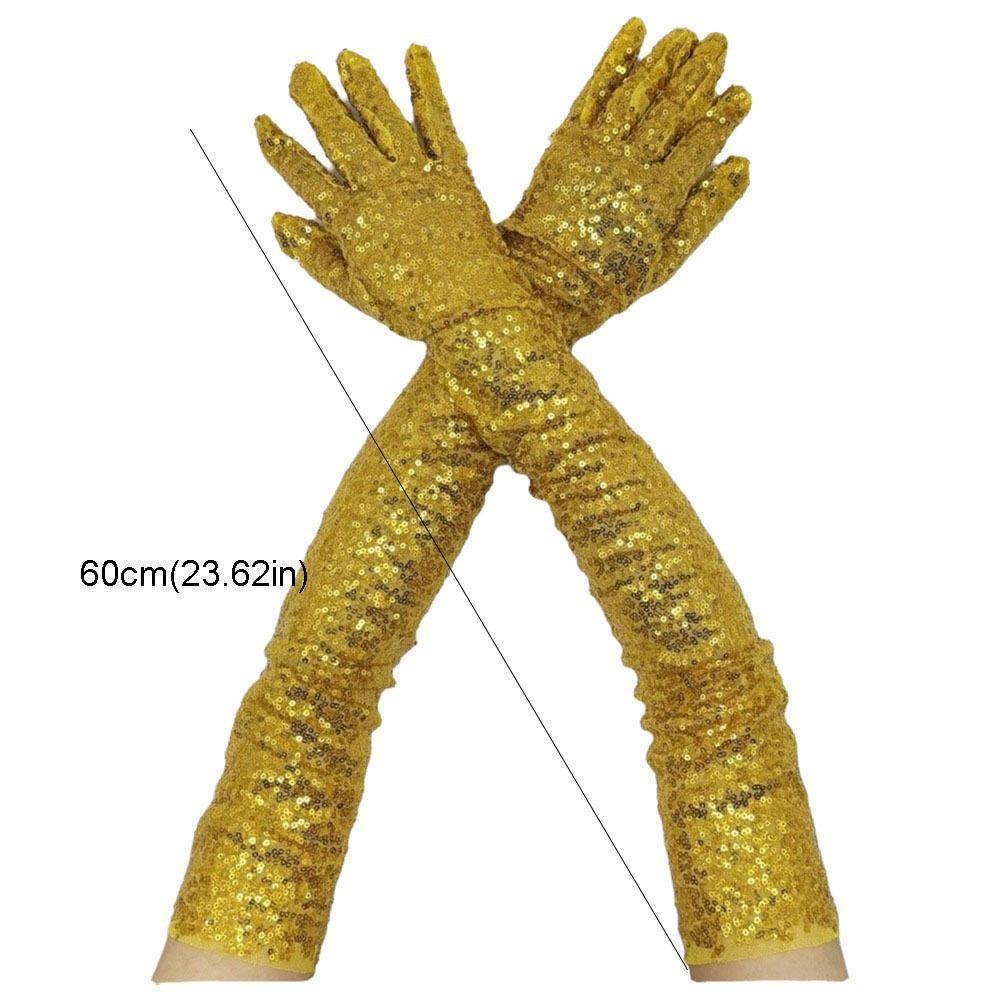 Solid Color Glittering Gloves Long Masquerades Party Mittens Fashion Sequined Gloves  Lady