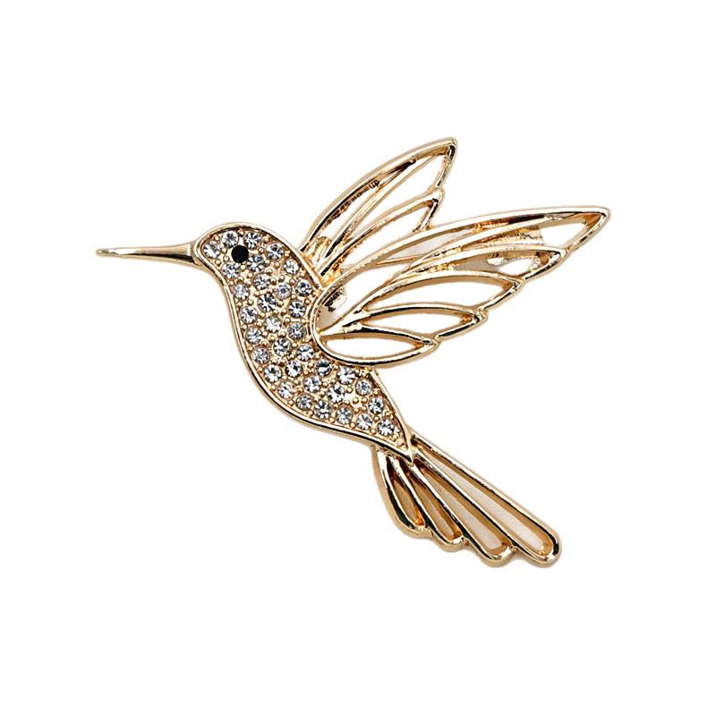 Elegant 2026 Hummingbird Rhinestone Brooch – High-End Alloy Animal Lapel Pin