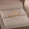 Tiny Initial Letter Rings For Women Stainless Steel A-Z Letters Adjustable Ring Female Christmas Aesthetic Jewelry
