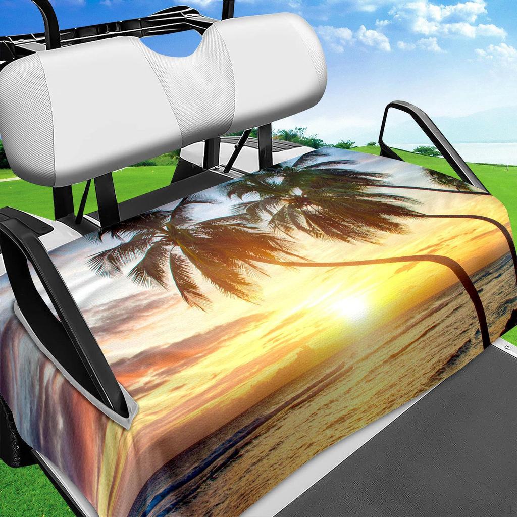 Coconut Tree Cart of Golf Printed Vegetable Seat Cover for Most Club Sports Cars Easy to Clean The