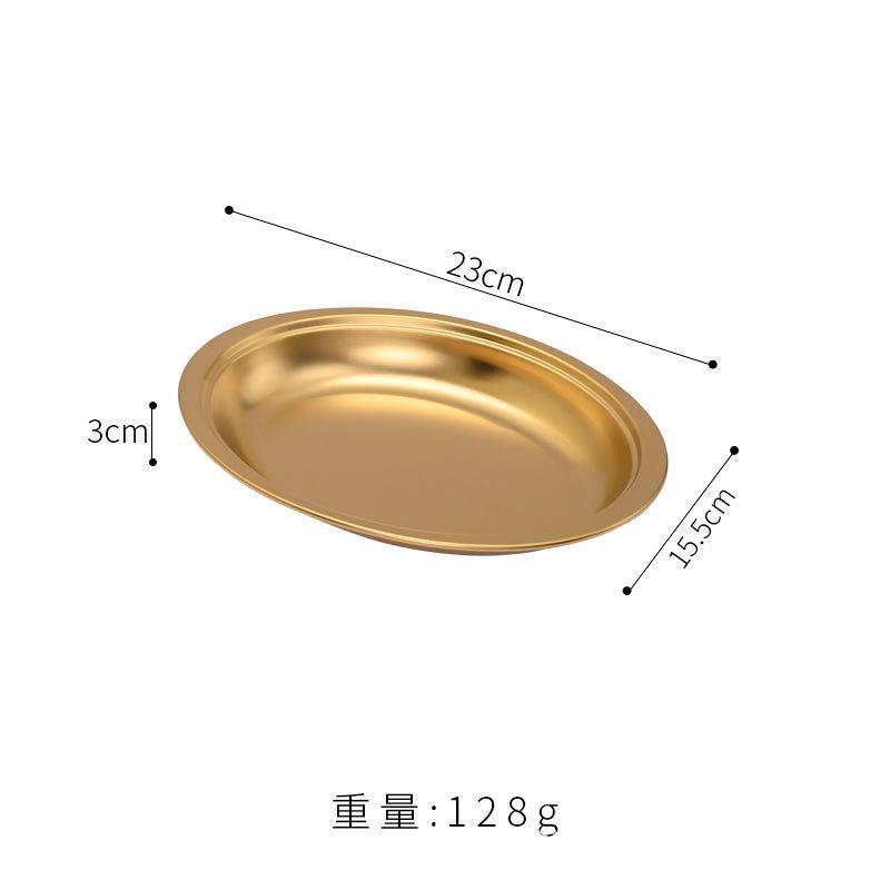 Korean stainless steel deepened oval plate cheese plate vegetable plate rice noodle plate thickened egg-shaped plate