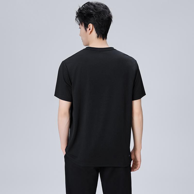 Li-Ning Solid Color Loose Fit Round Neck Drop Shoulder Short Sleeve T-Shirt Men Tops Black AHSU977-1