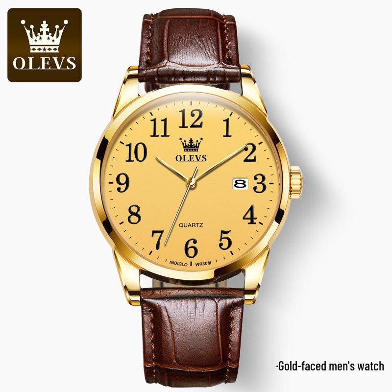 

Oulishi Minimalist Waterproof Quartz Watch for Men - Leather Strap, Elderly Friendly, Fashionable Cross-Border Couple Design